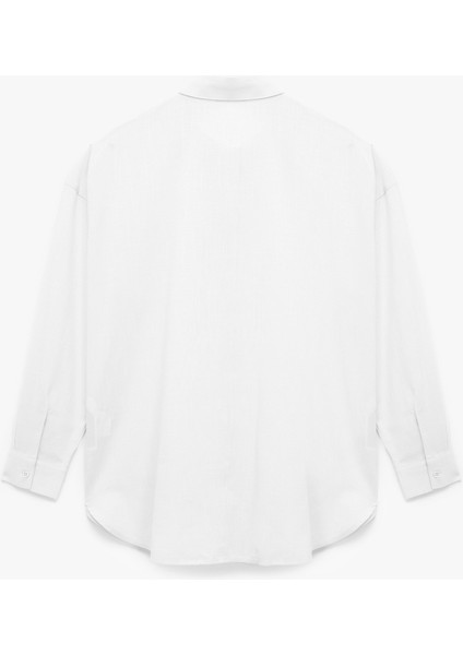 Pamuklu Klasik Yaka Düğmeli Uzun Kollu Oversize Gömlek