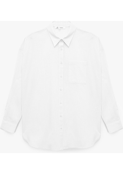 Pamuklu Klasik Yaka Düğmeli Uzun Kollu Oversize Gömlek fiyatları