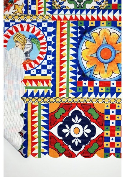 Sicily Italyan Çini Stili Lazer Kesim Dikişsiz Fırın Örtüsü - 40X53CM fiyatları