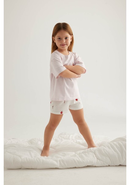 Kız Çocuk Pamuklu Kısa Kollu Şort Pijama Takımı modelleri