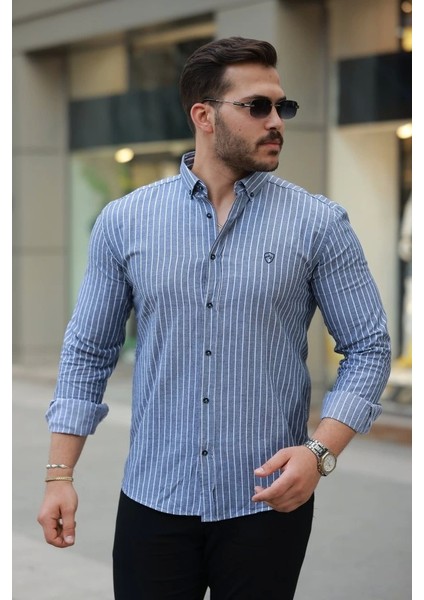 Erkek Çizgili Uzun Kollu Gömlek