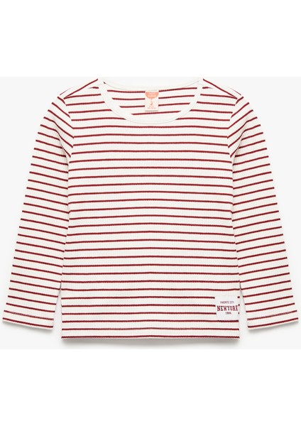 Uzun Kollu Bisiklet Yaka Kaşkorse Çizgili Tişört