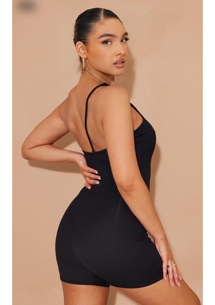 Kadın Asimetrik Askılı Mini Kaşkorse Bodycon Tulum modelleri