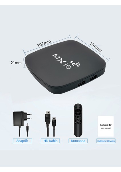 4K Ultra Hd Android Tv Box Mxboxs Android 14 5g 4gb RAM+64GB Hafıza