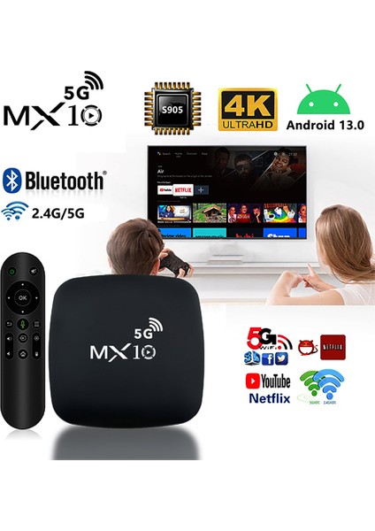 4K Ultra Hd Android Tv Box Mxboxs Android 14 5g 4gb RAM+64GB Hafıza