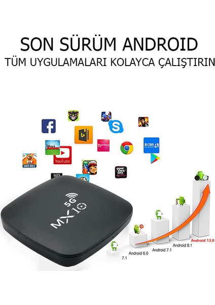 4K Ultra Hd Android Tv Box Mxboxs Android 14 5g 4gb RAM+64GB Hafıza