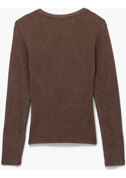 Uzun Kollu Bisiklet Yaka Yıkamalı Pamuklu Basic Tişört fiyatları