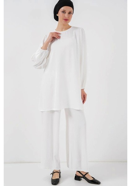 Ayrobin Tunik Pantolon Alt Üst Takım 6712 - Beyaz