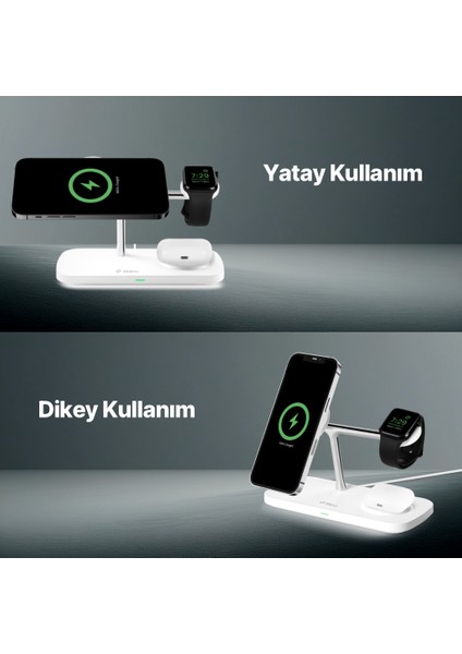 Aircharger Trio Pro Qi2/magsafe Özellikli 15W Iphone/android Özellikli 3’ü 1 Arada iPhone + App