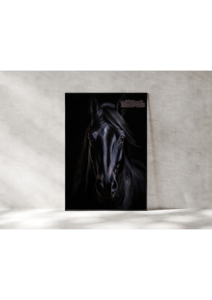 Metal Çerçeveli Gerçek Camlı Tablo - Dijital Baskı - At
