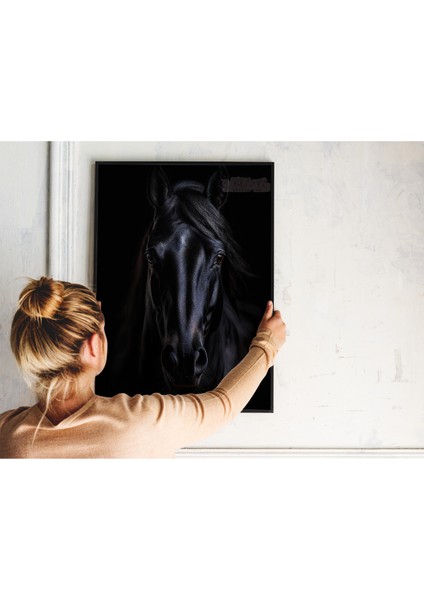 Metal Çerçeveli Gerçek Camlı Tablo - Dijital Baskı - At modelleri