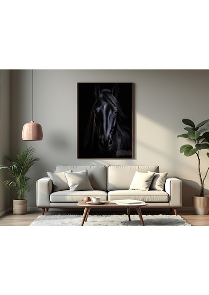 Metal Çerçeveli Gerçek Camlı Tablo - Dijital Baskı - At