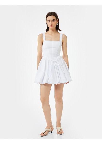 Astarlı Bol Kalıp Kare Yaka Kolsuz Askılı Mini Balon Elbise fiyatları