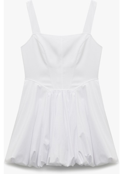 Astarlı Bol Kalıp Kare Yaka Kolsuz Askılı Mini Balon Elbise fırsatları