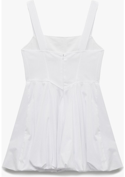 Astarlı Bol Kalıp Kare Yaka Kolsuz Askılı Mini Balon Elbise indirimleri