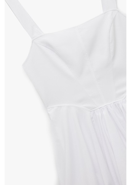 Astarlı Bol Kalıp Kare Yaka Kolsuz Askılı Mini Balon Elbise