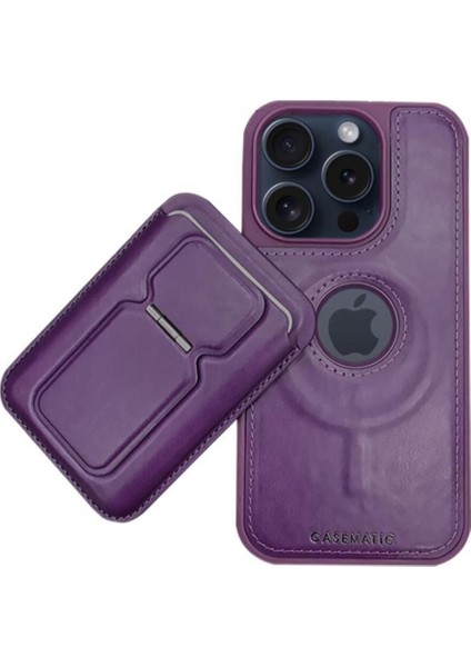 IPHONE 16 Için Magsafe Cüzdanlı Mıknatıslı Lüks Deri Kılıf