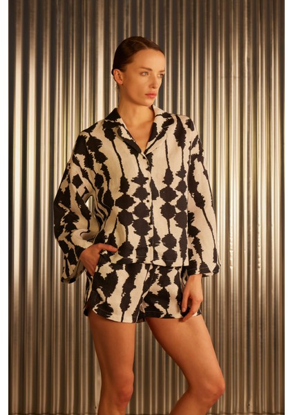 Kadın Keten Dokuma Yırtmaç Detaylı Gömlek fiyatları