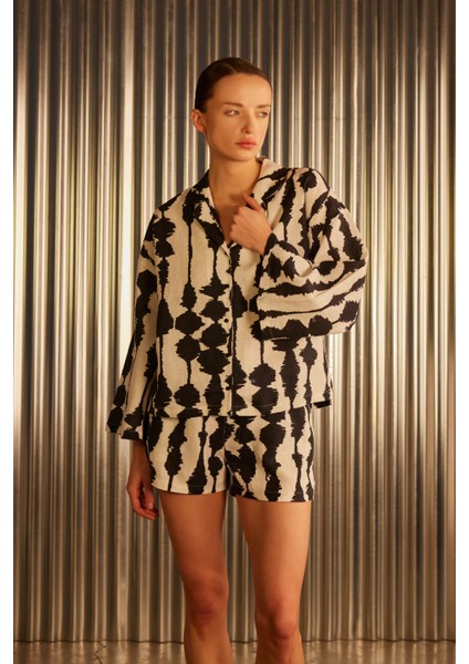 Kadın Keten Dokuma Yırtmaç Detaylı Gömlek modelleri