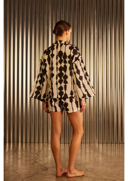 Kadın Keten Dokuma Yırtmaç Detaylı Gömlek fırsatları