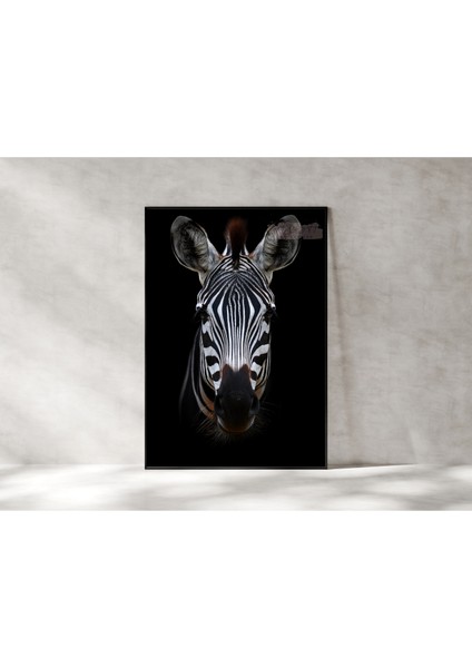 Metal Çerçeveli Gerçek Camlı Tablo - Dijital Baskı - Zebra