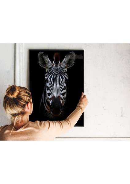 Metal Çerçeveli Gerçek Camlı Tablo - Dijital Baskı - Zebra