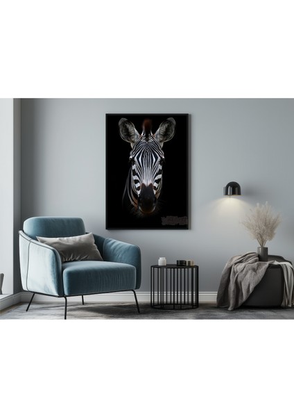 Metal Çerçeveli Gerçek Camlı Tablo - Dijital Baskı - Zebra