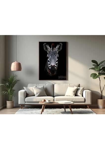 Metal Çerçeveli Gerçek Camlı Tablo - Dijital Baskı - Zebra