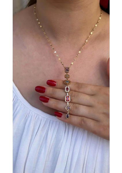 14 Ayar Altın Renkli Taşlı Kolye 841 modelleri