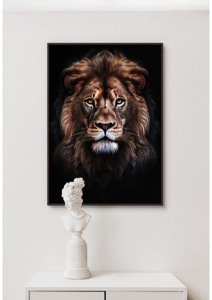 Metal Çerçeveli Gerçek Camlı Tablo - Dijital Baskı - Aslan modelleri