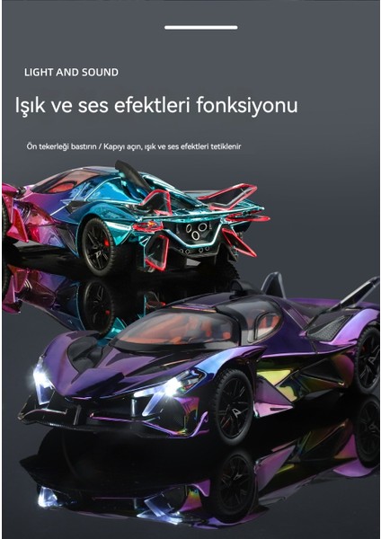 1:24 Apollo Evo Elektro Araba Modeli Ses ve Işık Erkek Süsleri (Yurt Dışından) fiyatları