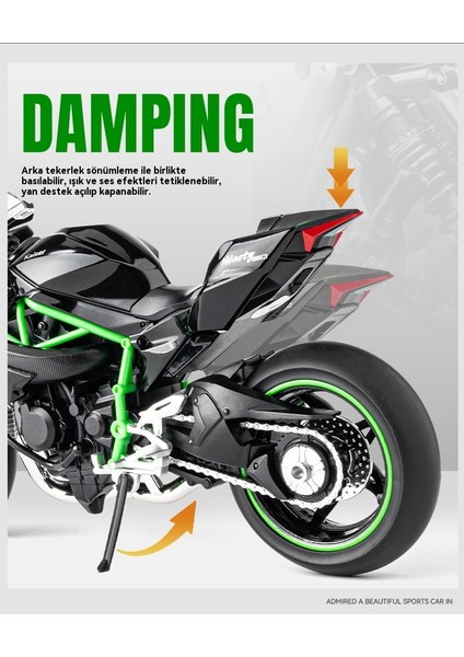 1:12 Kawasaki Ninja H2R Alaşımlı Motosiklet Modeli Oyuncak (Yurt Dışından) indirimleri