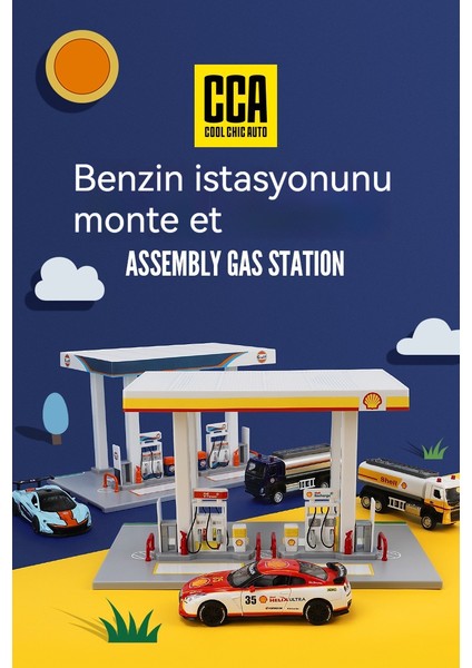 Körfez Benzin Istasyonu Montaj Oyuncak Tema Alaşım Araba Modeli Etiket Seti Oyuncak (Yurt Dışından) fırsatları