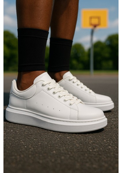 Günlük Erkek Spor Ayakkabı Bağcıklı Dikiş Detaylı Hafif Kalın Yüksek Taban Sneaker MC001