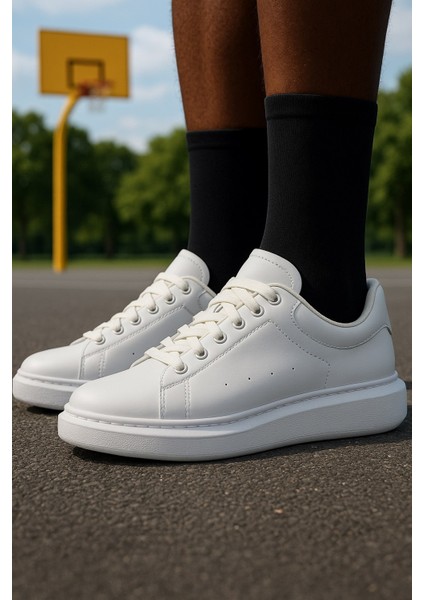 Günlük Erkek Spor Ayakkabı Bağcıklı Dikiş Detaylı Hafif Kalın Yüksek Taban Sneaker MC001 fiyatları