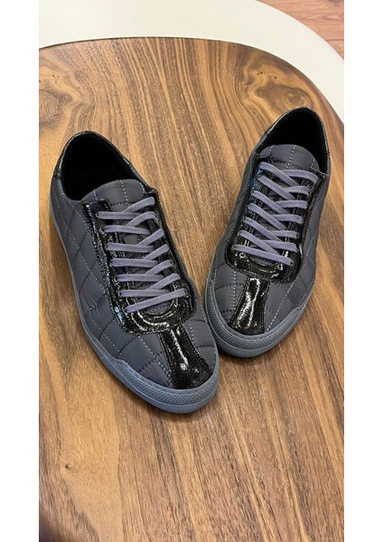 4253 Füme Paraşüt Hakiki Deri Erkek Sneakers - Erkek Spor Ayakkabı