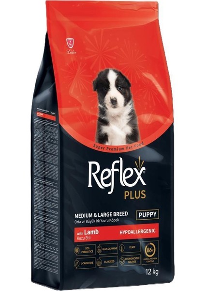 Plus Kuzu Etli Orta ve Büyük Irk Yavru Köpek Maması 12 kg