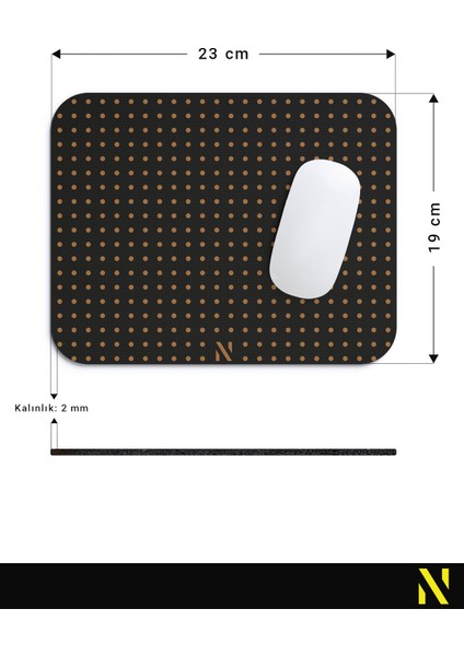 Kahverengi Renkli Dot Nokta Desenli Ergonomik Mouse Pad - 23 cm x 19 cm - Kaydırmaz Taban Ev ve Ofis Kullanımı Fare Altlığı Mousepad