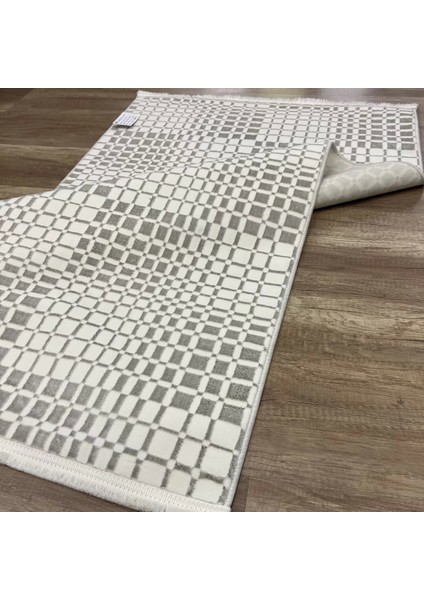 ZENITH1053 Mikrofiber Kaymaz Taban Yıkanabilir Antibakteriyel Modern Halı Krem Halı