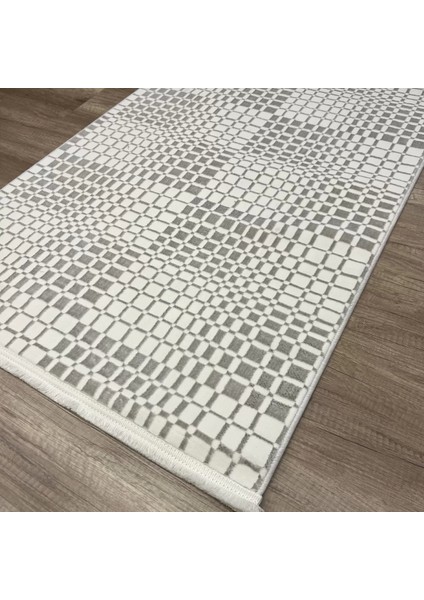 ZENITH1053 Mikrofiber Kaymaz Taban Yıkanabilir Antibakteriyel Modern Halı Krem Halı