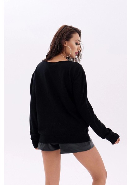 4216 Triko Düz Salaş Kazak-Siyah fırsatları