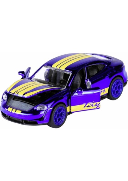Deluxe Porsche Taycan Turbo S Diecast Model Araba 1:64 Metal Gövde - Açılır Kapı ve Kaput modelleri