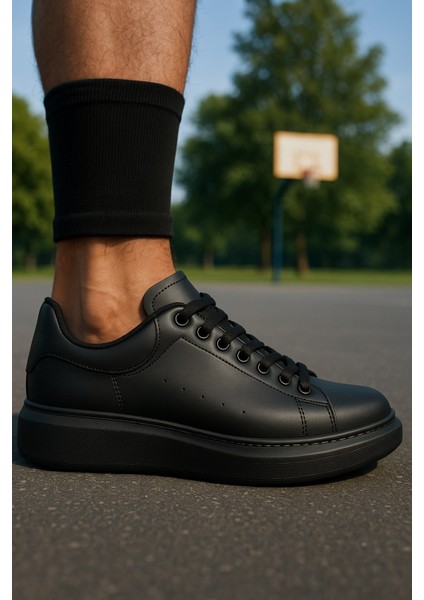 Günlük Erkek Spor Ayakkabı Bağcıklı Dikiş Detaylı Hafif Kalın Yüksek Taban Sneaker MC001