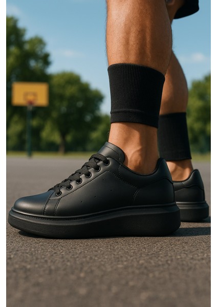 Günlük Erkek Spor Ayakkabı Bağcıklı Dikiş Detaylı Hafif Kalın Yüksek Taban Sneaker MC001 fiyatları