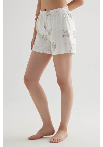 Kadın Pamuklu Cepli Şort Pijama Altı