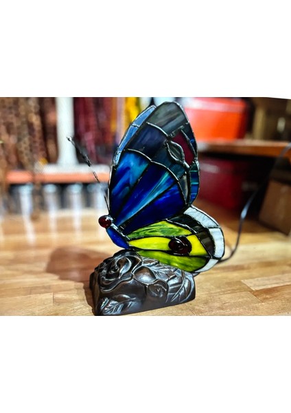 Kelebek Formunda Tifany Lamba Abajur Gece Lambası - 24 cm 16 cm 12 cm Ölçülerinde