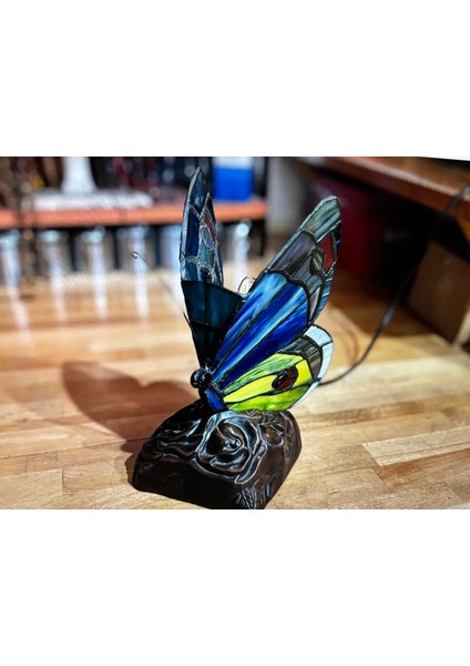 Kelebek Formunda Tifany Lamba Abajur Gece Lambası - 24 cm 16 cm 12 cm Ölçülerinde
