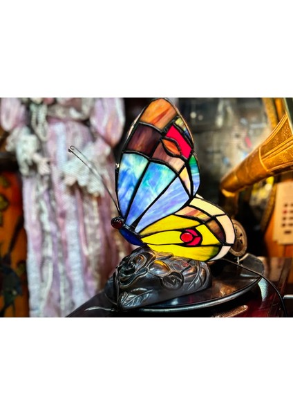 Kelebek Formunda Tifany Lamba Abajur Gece Lambası - 24 cm 16 cm 12 cm Ölçülerinde