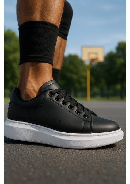 Günlük Erkek Spor Ayakkabı Bağcıklı Dikiş Detaylı Hafif Kalın Yüksek Taban Sneaker MC001 fiyatları