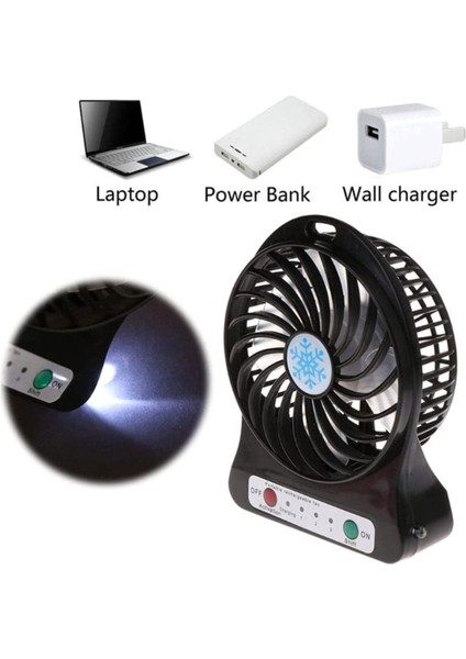 Ayarlanabilir Mini Şarjlı Işıklı USB Vantilatör, Taşınabilir ve Hafif (Siyah) fırsatları